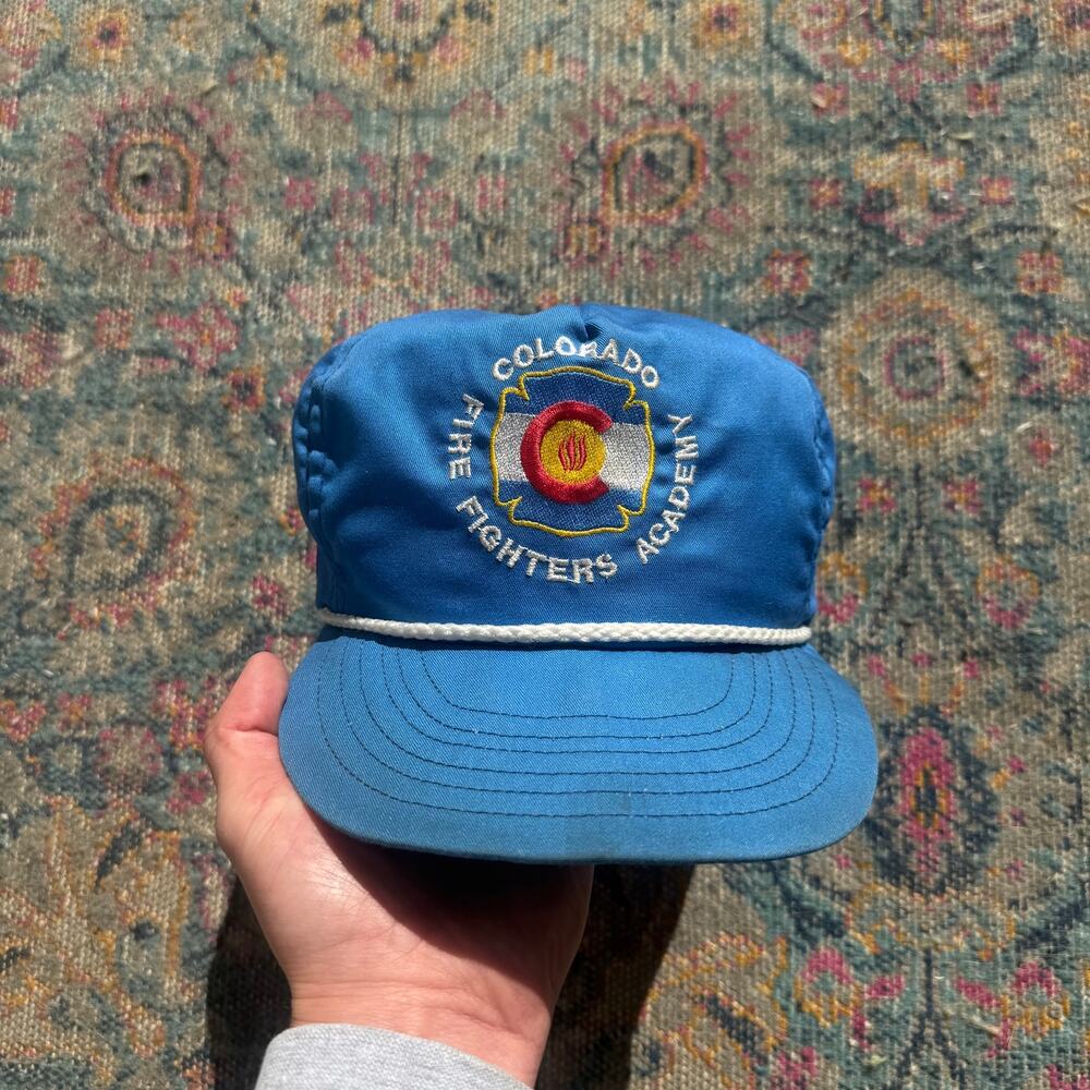 Vintage 80's Colorado Fire Fighters Academy Blue Roper Adjustable Strapback Hat